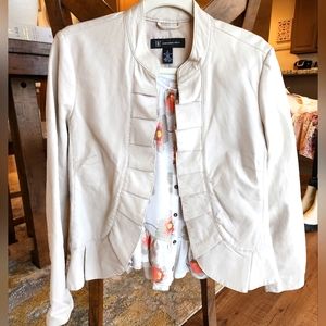 White Vegan leather ruffle jacket